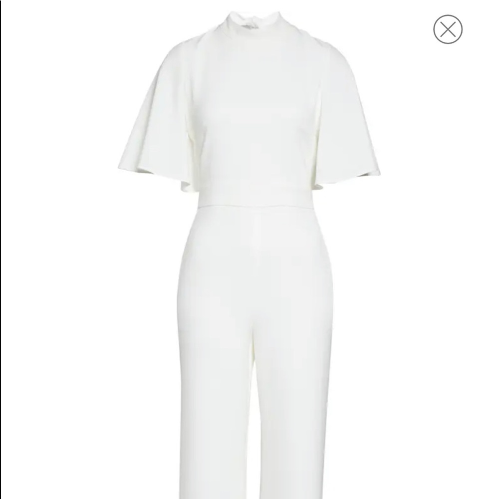 Vince Camuto Mock Neck Flutter Sleeve Tie Back Jumpsuit White (12) NWT